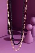 2-Layered Bead & Chain Link Necklace