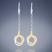 2 Inch Tri Color Love Knot Earrings in Silver and 14K Yellow & Rose Gold Fill