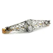 Antique Old Mine & Rose Cut Diamond Brooch Pin Platinum 14K