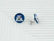 Sigma Pi Phi Round Cuff Links-Sterling Silver/Blue — Fourteen Karat Plus, Inc.