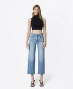 Astounding - High Rise Raw Hem Crop Wide Leg Jeans