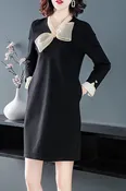 Black Bow Neck A-Line Dress