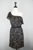 Lela Rose Black & Beige Silk Dress