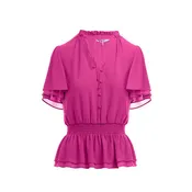 Crop Smocking Waist Bell Sleeve Blouse