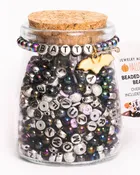 BATTY Silver Letter Bead DIY Bracelet Jar with Glow in the Dark Bat Charm