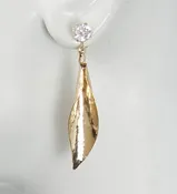 Earring Jackets for Studs, Gold Dangle Hammered Calla Lily Ear Jacket, Diamond D