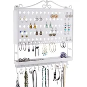 Multi-Purpose Wall Mount Earring Holder and Necklace Organizer Jewelry Storage Rack