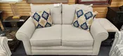 Bassett Loveseat Neutral Straw Alexander Collection Rolled Arms