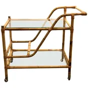 1970s Rattan and Glass Tea Cart — Klassik