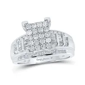 10kt Gold Square Cluster Diamond Engagement Ring 1 Cttw