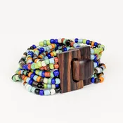 Bali Glass Bead Mini Wood Buckle Bracelet