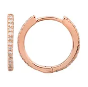 14k Rose Gold 12mm Eternity Diamond Huggie Earrings .20ctw