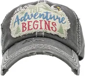 And So the Adventure Begins Distressed Patch Hat by Funky Junque