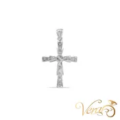 10K White Gold Crucifix Pendant with Diamonds – 36mm