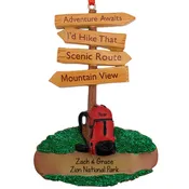 Adventure Awaits Hiking Sign Vacation Souvenir Ornament