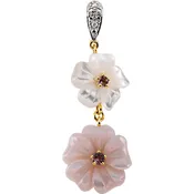 Pink Tourmaline/Mother of Pearl/Diamond Floral Pendant