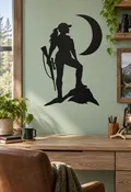 Adult Woman Hunter beneath Crescent Vinyl Decal - GirlsWithGunsCX015