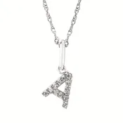 10K White Gold Diamond Petite Initials Pendant/Charm on Light Rope Chain 18"