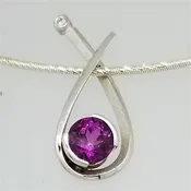14K White Gold Purple Garnet and Diamond Pendant