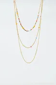 3 in 1 Necklace With Rainbow Beads and Thin Gold Chain