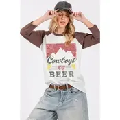 Cowboys & Beer Vintage 3/4 Sleeves Graphic Tee — Forma Bella Boutique