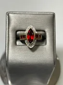 10 Karat Yellow Gold Garnet And Diamond Accent Ring