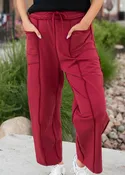 Addison Burgundy Tie Waist Barrel Pants