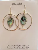 14K Gold Filled Handmade earrings circle with Abalone