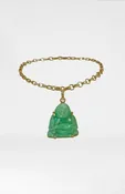 14k Bracelet With Green Jade Carved