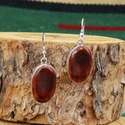 #23216 Navajo / Kevin Ramone Oval Purple Spiny Oyster Shell &amp;amp; Sterling Silver Dangle Earrings