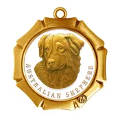 Australian Shepherd Dog Id Tag Antique Gold Finish