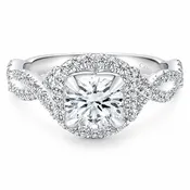 14k White Gold Round Halo