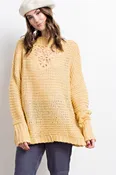 Chunky Knit Sweater Front Crochet Detail Butter