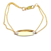 Bracelet- Gold ID with double chain-14K solid yellow