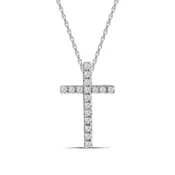 10K White Gold Petite Diamond Cross Necklae X13P2605B002