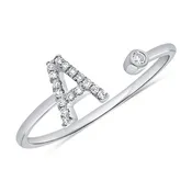 0.06 Carat Diamond A Initial Wrap Ring in 14K White, Yellow, or Rose Gold