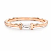 0.12 CT Rose Gold Baguette Diamond Stackable Ring