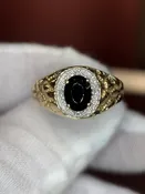 Black Onyx and Diamond-Nugget Style Ring - Item # 83