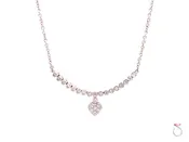 18K White Gold & Diamond Necklace With a Heart Motif On Chain