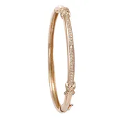 14K Rose Gold Diamond Bangle , Stackable Bangle