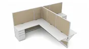 2 Person Semi Private 6′ x 8′ Cubicle with Drawer Storage