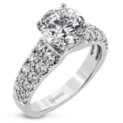 3 Row Round Pave Engagement Ring
