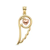 Gold Angel Wing Heart Pendant