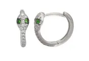 14kt Diamond and Gemstone Snake Huggie Hoop Earrings