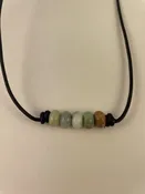 16″ Leather Button Neck With Beads/Amazonite