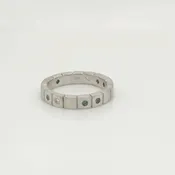 14K Blue & White Diamond Carved Band
