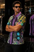 Rhinestone  Print Short-Sleeve Shirt