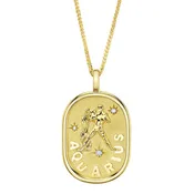 0.02Ct Diamond Zodiac Aquarius Water Bearer Star Matte Chopin Chain Necklace