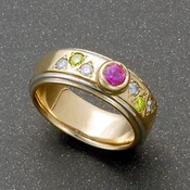 14kt Gold Sapphire Diamond Ring Size 6