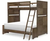 0832 Summer Camp LK Complete Twin Over Full Bunk Set Brown Finish